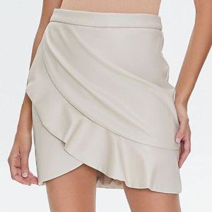 Faux Leather Ruffled Mini Skirt